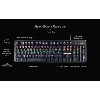 Cosmic Byte CB-GK-13 Neon Rainbow Backlit Mechanical Keyboard with Outemu Brown switch